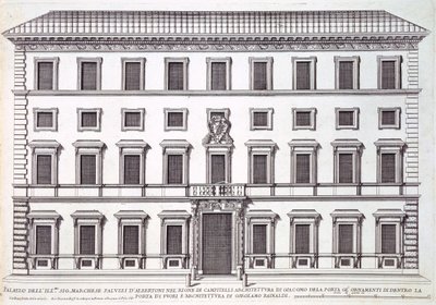View of the facade of Palazzo Marchese, Rome by Giovanni Battista Falda